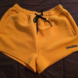Native Language Waffle Knit Lounge Shorts Mustard Yellow Orange Women's XL